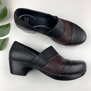 Dansko Tenley Clogs Slip On Shoes Brown Black Leather Women's 42 US 11.5 12